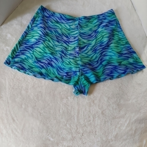 Vintage Jantzen Blue Green Wavy Pattern Two Piece Scalloped Hem Swimsuit - Picture 4 of 14